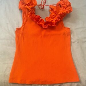 Orange Ruffled Women's Top